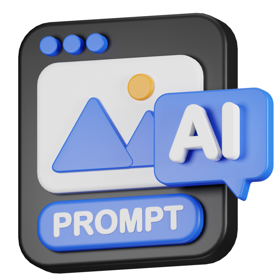 3D Icon of an ai image generator screen png