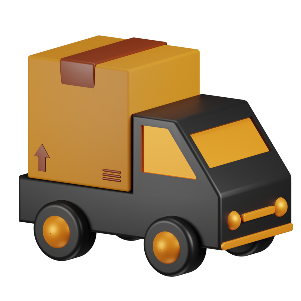 Truck free delivering isolated Black Friday Shopping Concept 3D png