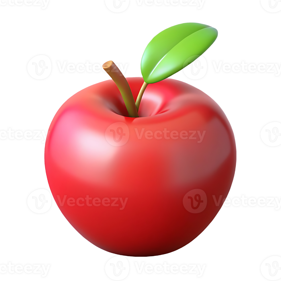 An apple with a leaf on it png