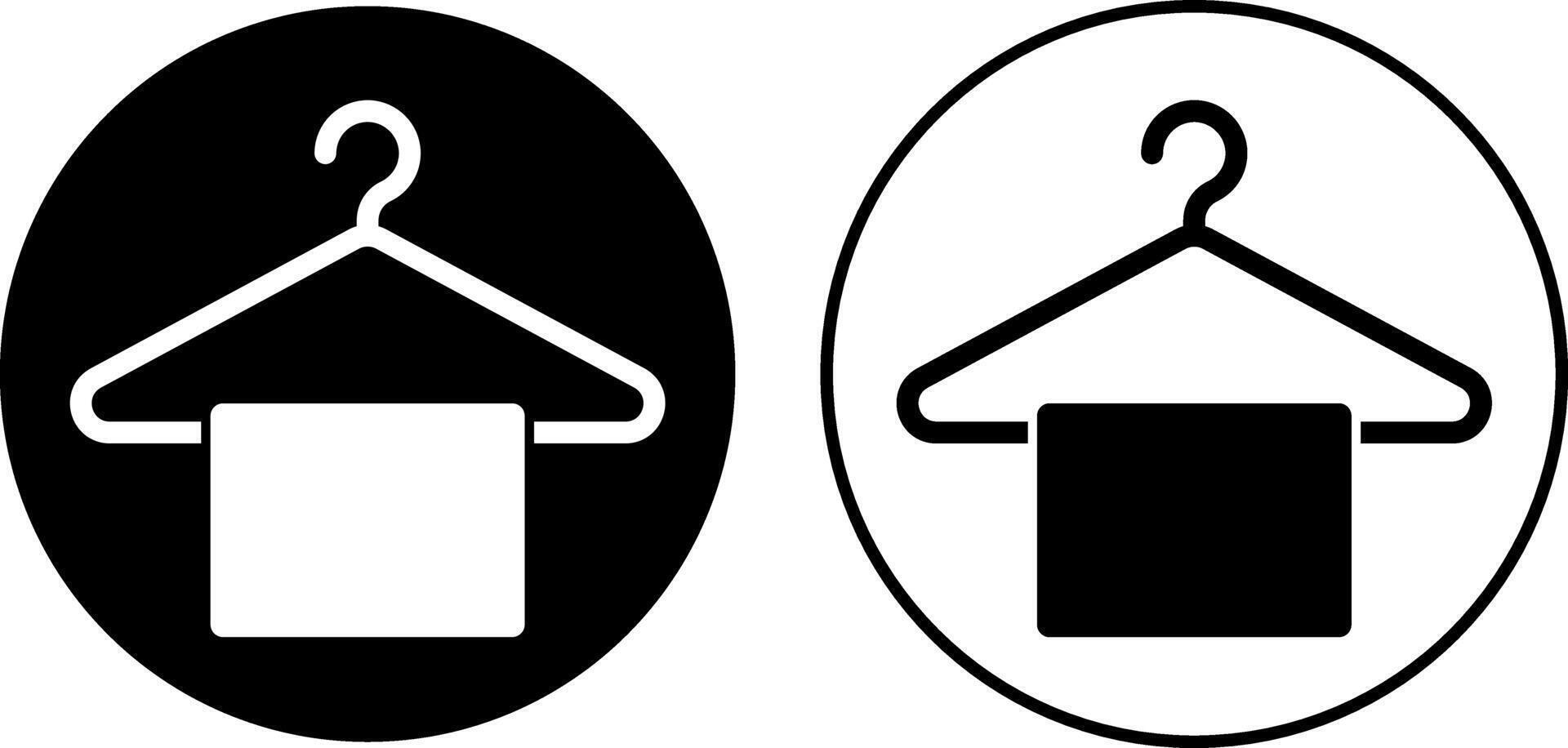 hanger with towel icon set. clothes hangers. Hang for coat, shirt or suit. Clothe hanger sign vector