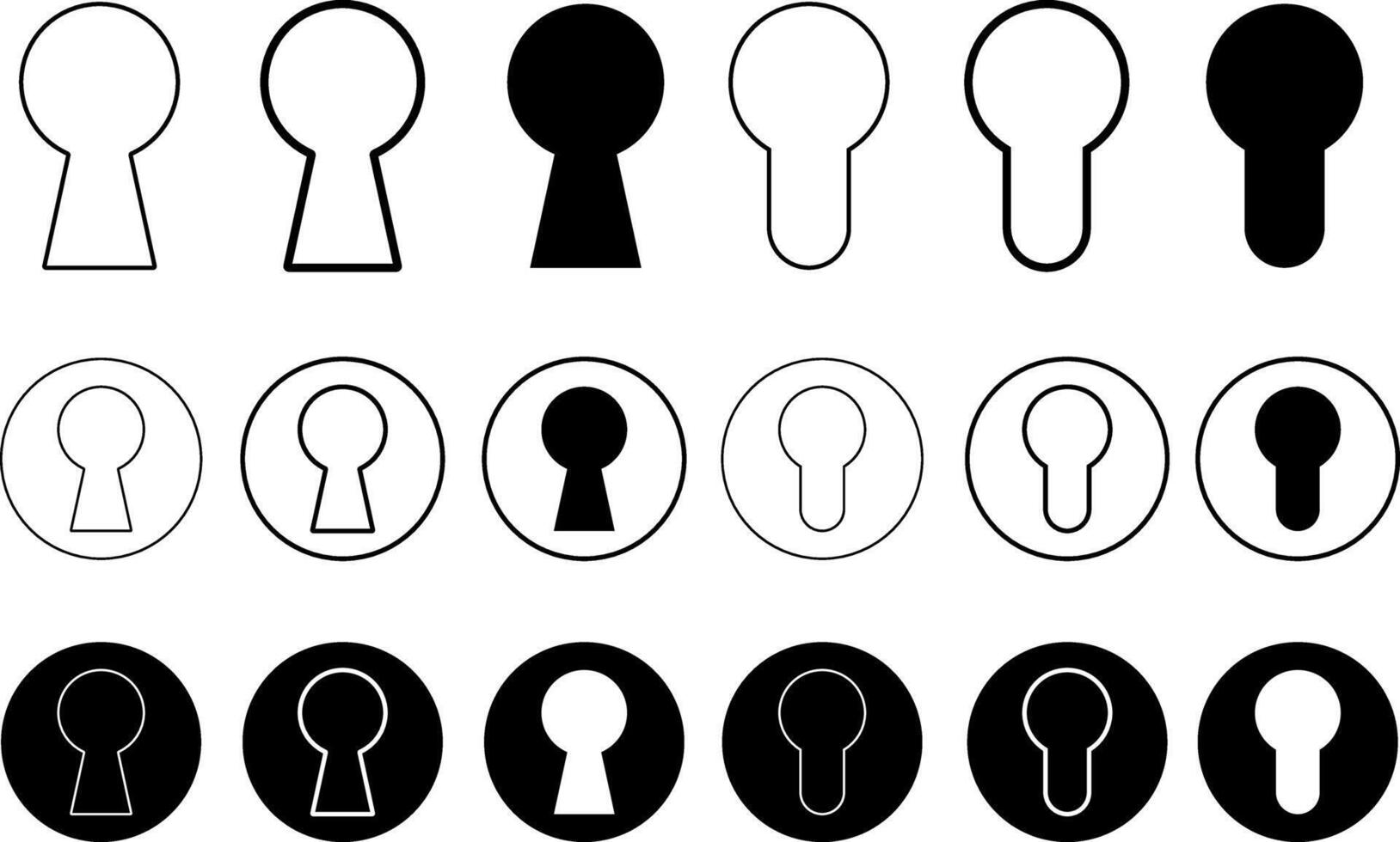 keyhole icon set. House security sign symbol. furniture fitting icon doodle. Password symbol. Door key hole icons. Home protection sign. privacy symbols vector