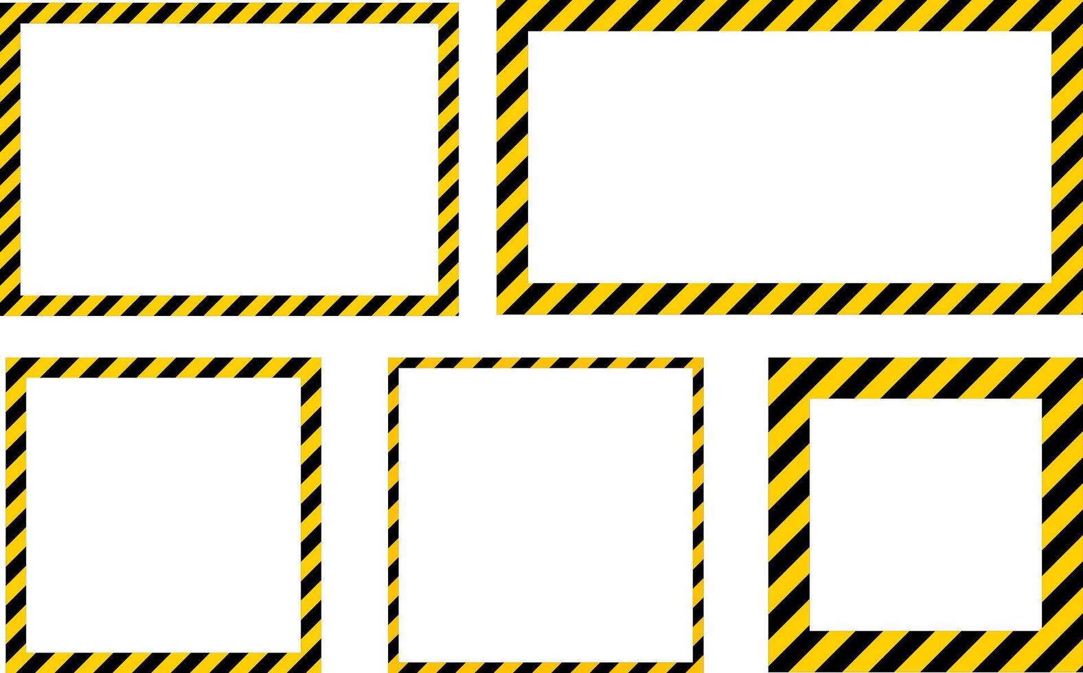 Yellow and black caution warning tape frame. square and rectangle Frame. designed for industrial safety. Caution tape border. roadwork construction vector