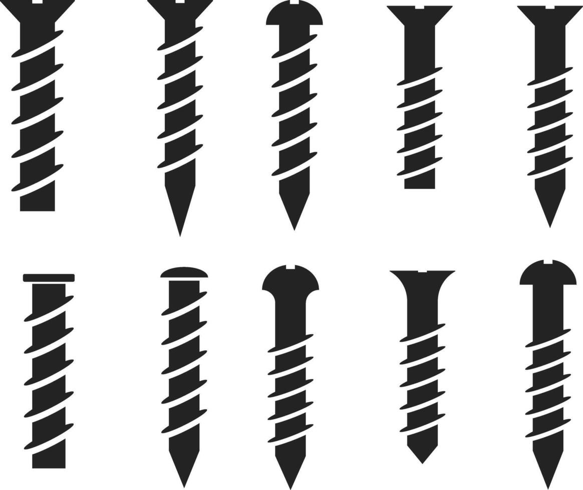 Screw icon. roofing screw. steel ring anchor bolt. building supplies. metal construction hardware. builder equipment store vector