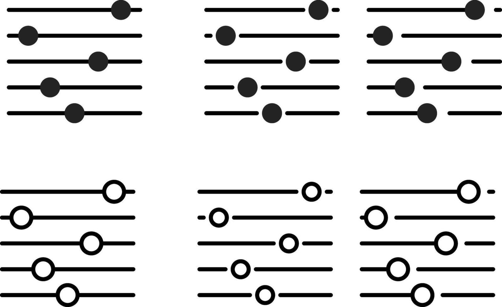 Settings sliders icon. Equalizer control icons. adjustments and settings. cog gear or filter symbol. Audio sliders signs. sound recording equipment vector