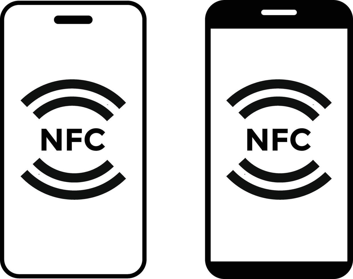 NFC icon. Mobile phone payment. wireless data transfer nfc technology sign. Nfc wireless mobile banking isolated signs. Contactless payment. Cashless card payment vector