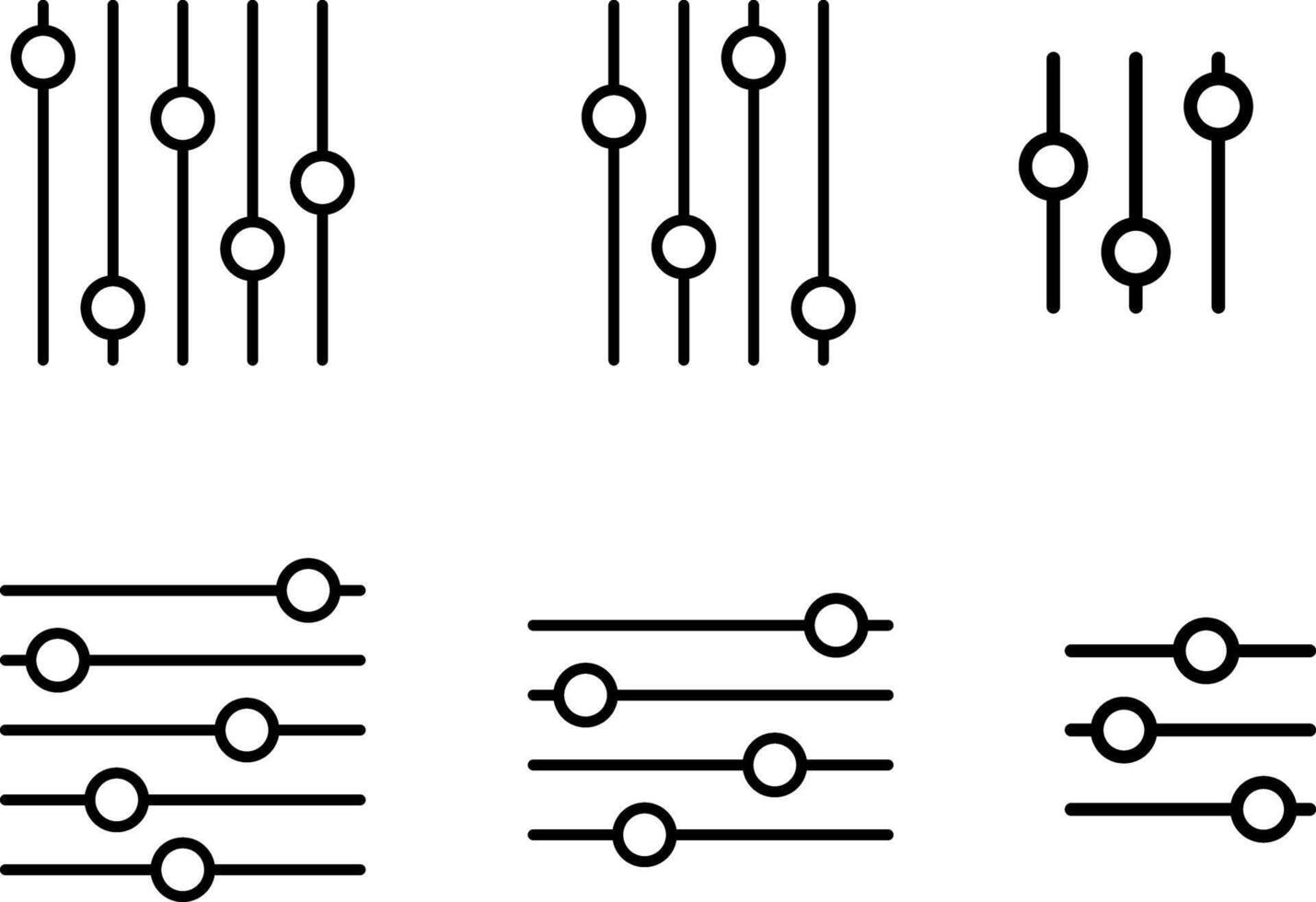 Settings sliders icon . Equalizer control icons. Audio sliders sign. sound recording equipment. adjustments and settings. cog gear or filter symbols. audio storage media vector