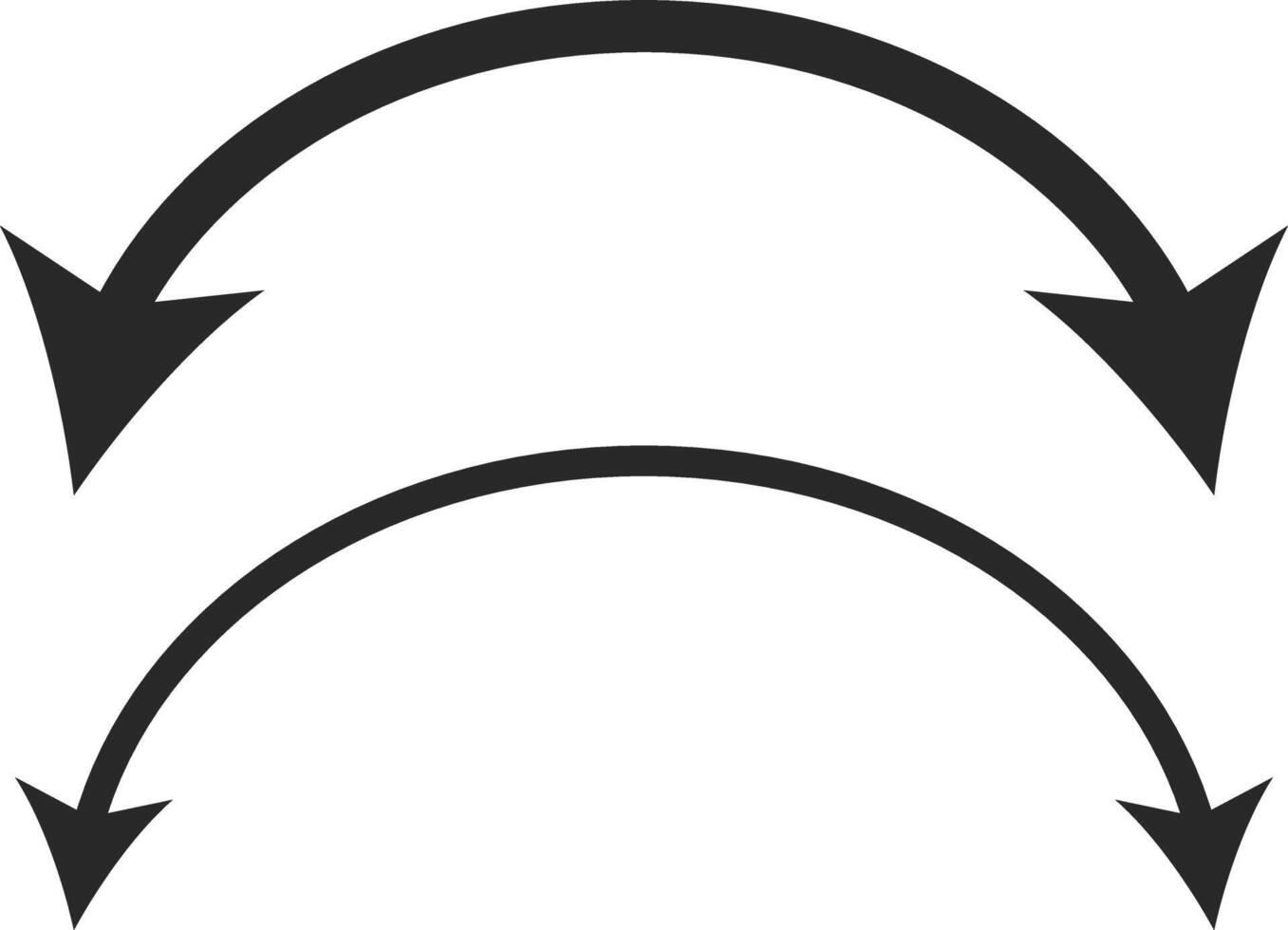 Dual semi circle Arrow. Double headed curved arrow symbol. Semicircular curved. Replaceable design. two side arrow icons vector