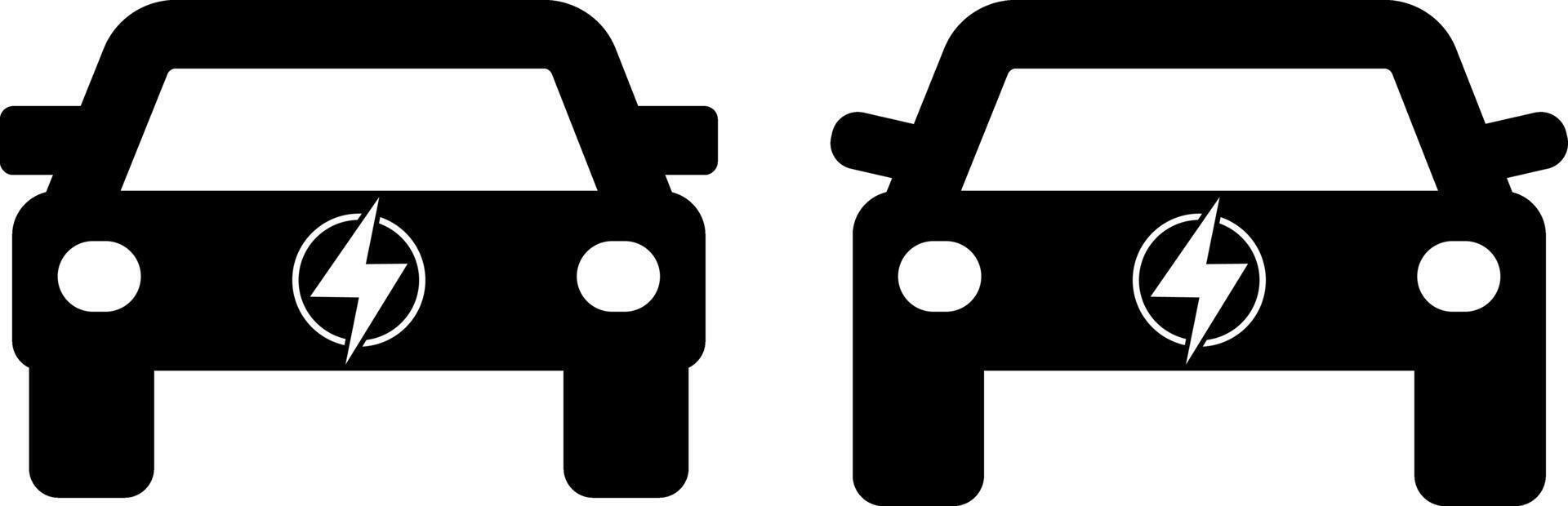 Electric car icon set. Electrical automobile cable contour. plug charging black symbol. electro auto vehicle concept. Electric refueling vector