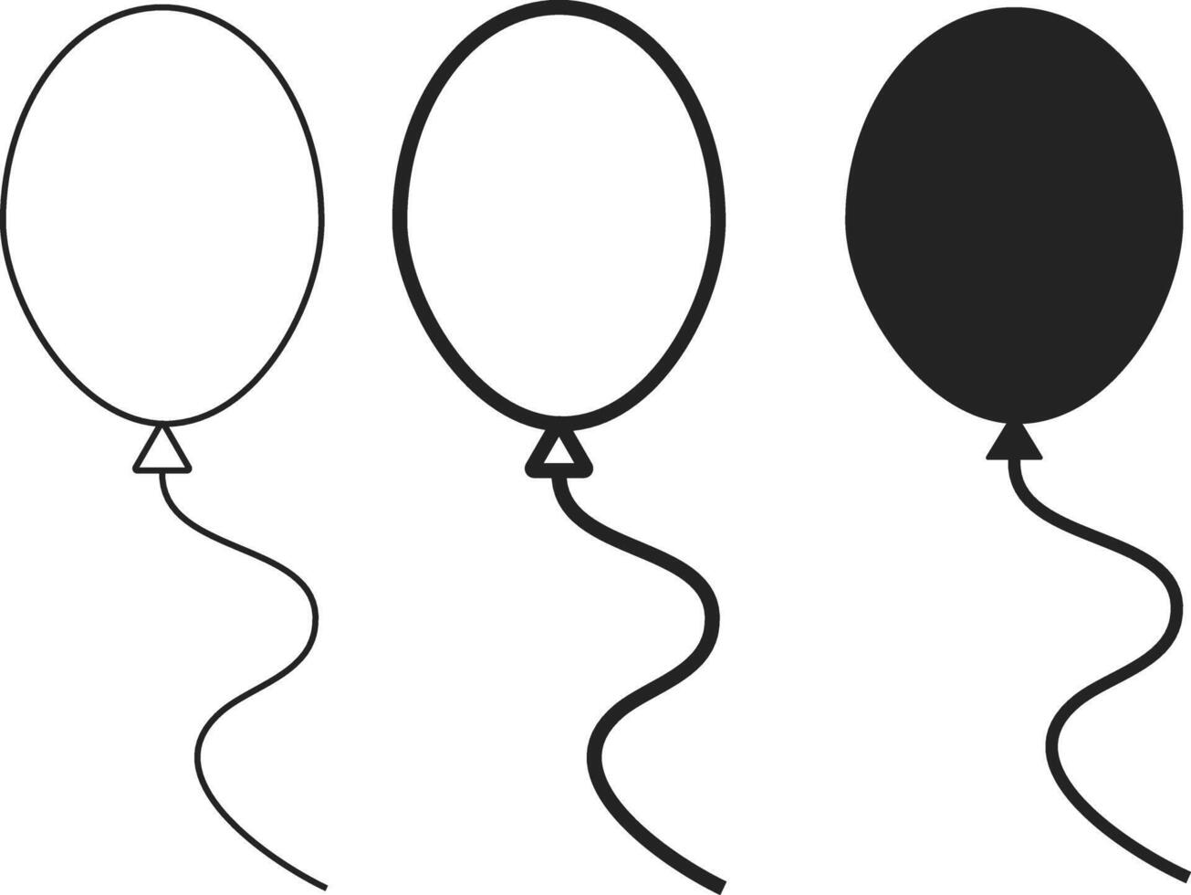 Balloon icon set. Birthday celebration event symbols. Bunch of party decoration. . Rubber air balloons icons vector