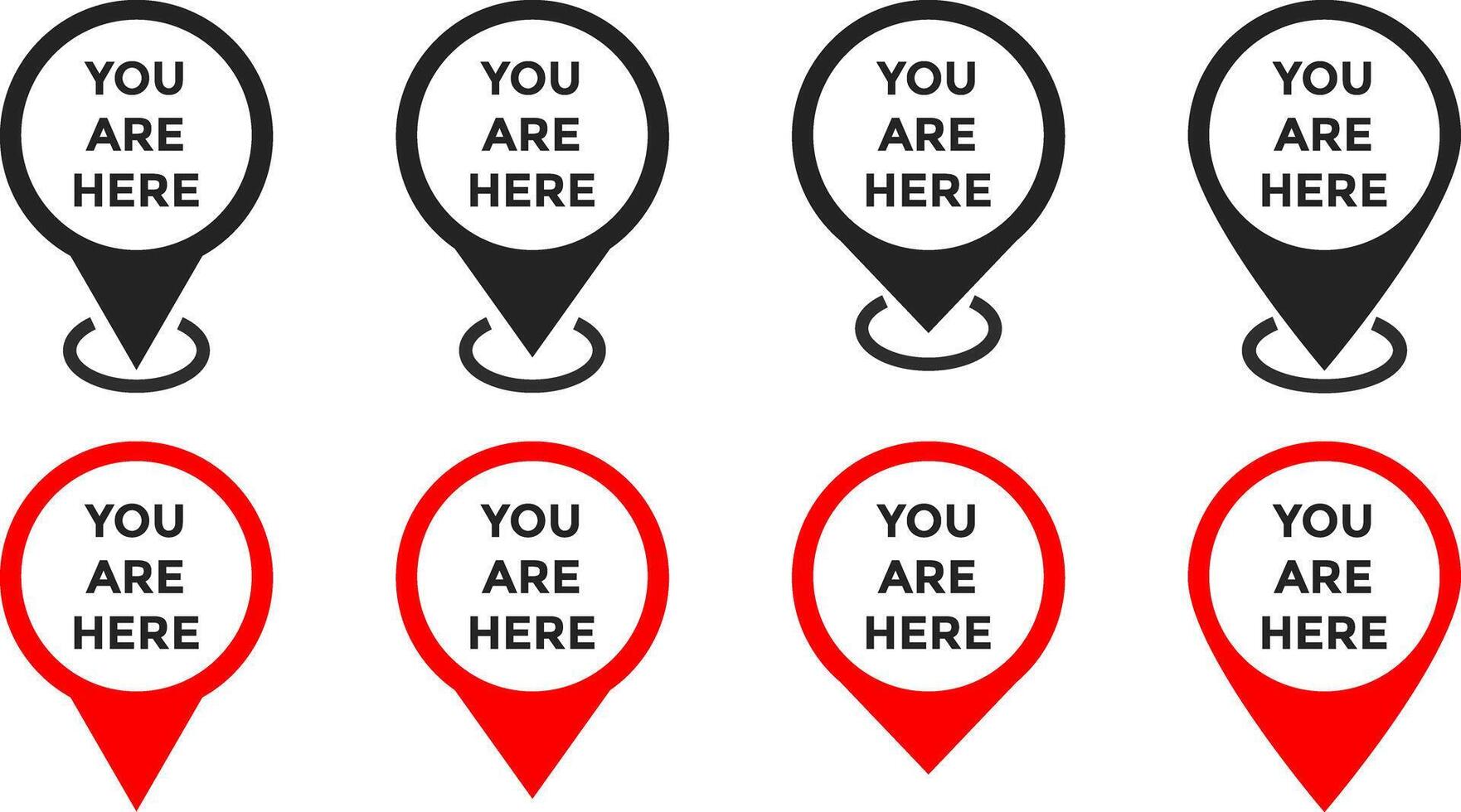 you are here with map icon set. Location pin. perfect for maps. position symbols vector