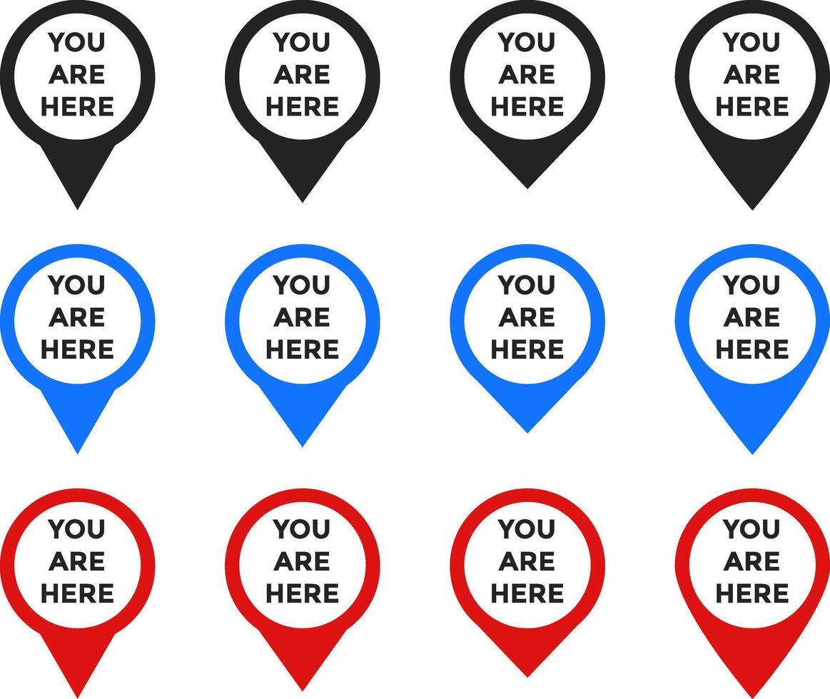 you are here with map icon set. Location pin. perfect for maps. position symbol vector