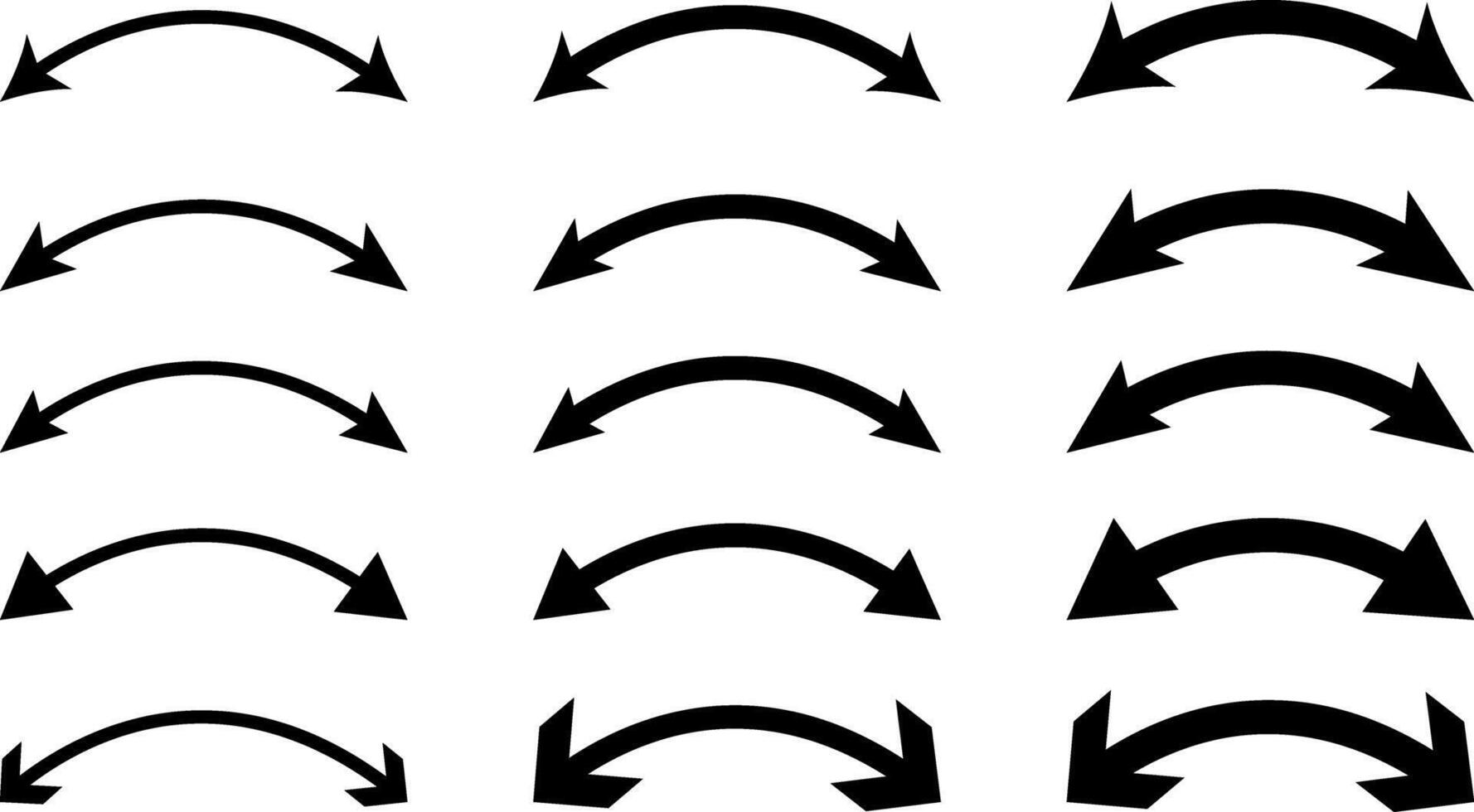 Dual semi circle Arrow icon set. Two side arrow icons. Double headed curved arrow symbols. Semicircular curved. Replaceable design vector