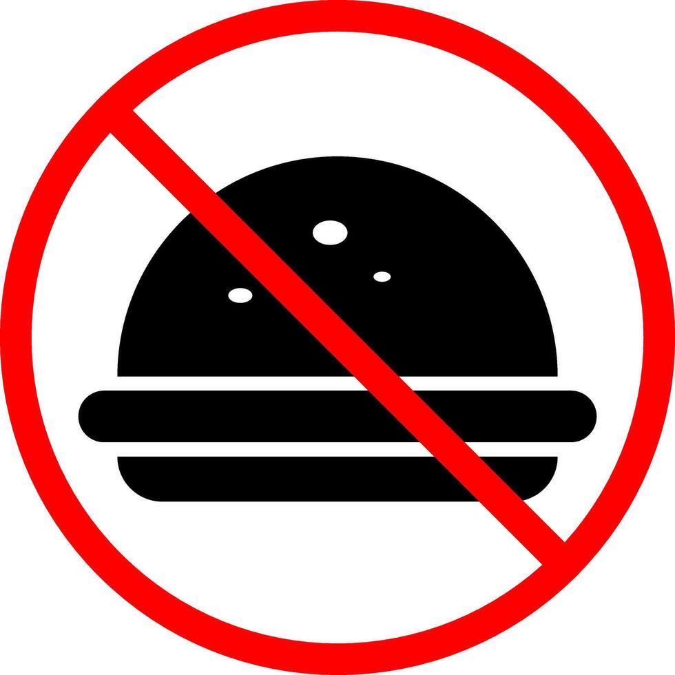 No burger icons. fast food sign. prohibited sign. Junk food not allowed inside. Red circle restriction vector