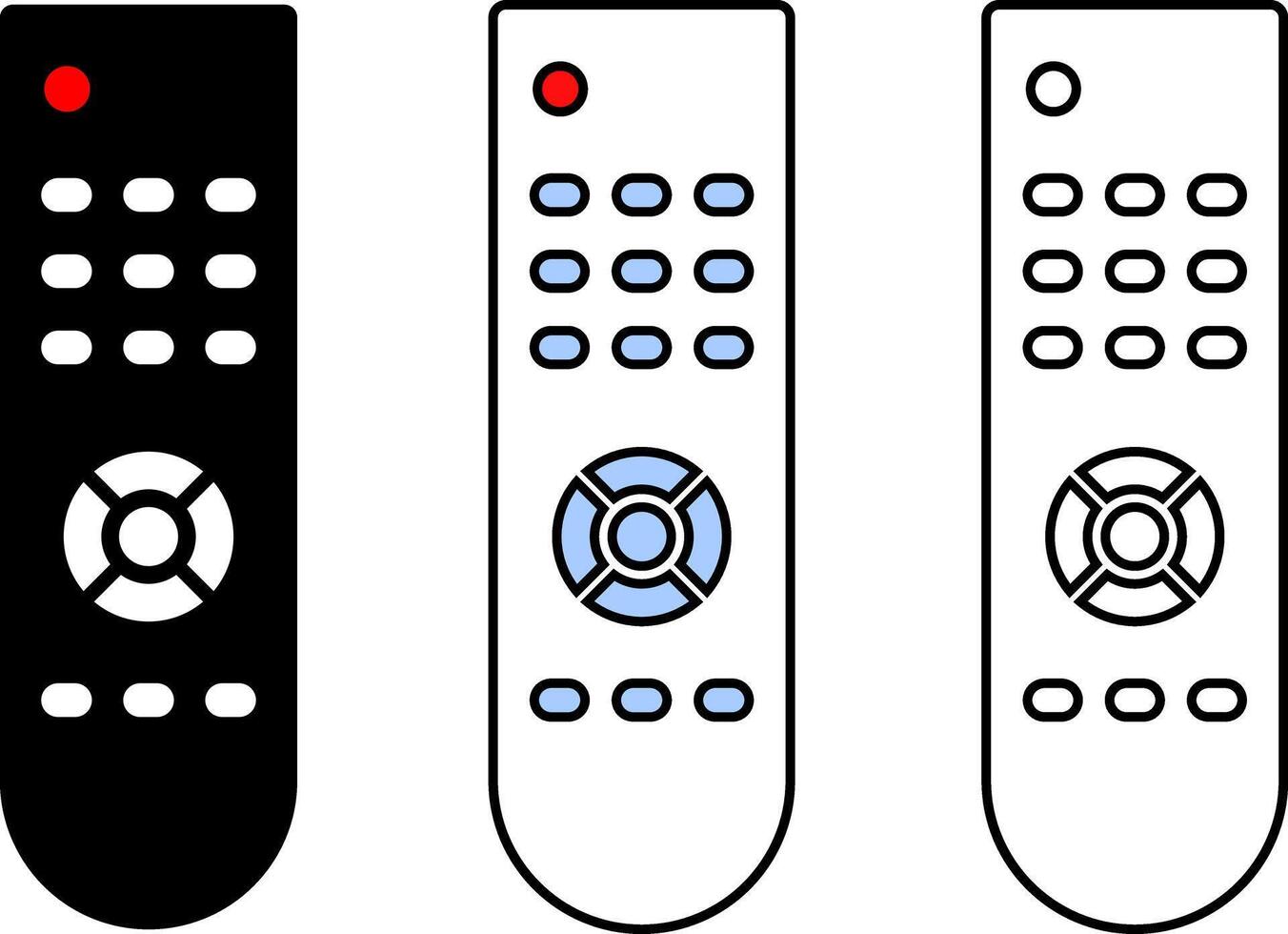 remote control icon set. technology concept. Using tv remote control. Media Player Icons. television industry. Tv keypad business concept vector