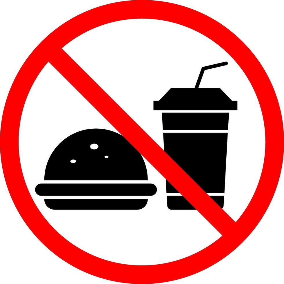 no food icon. do not drink symbol. Prohibition of eating and drinking. prohibited signs. Junk food not allowed inside vector