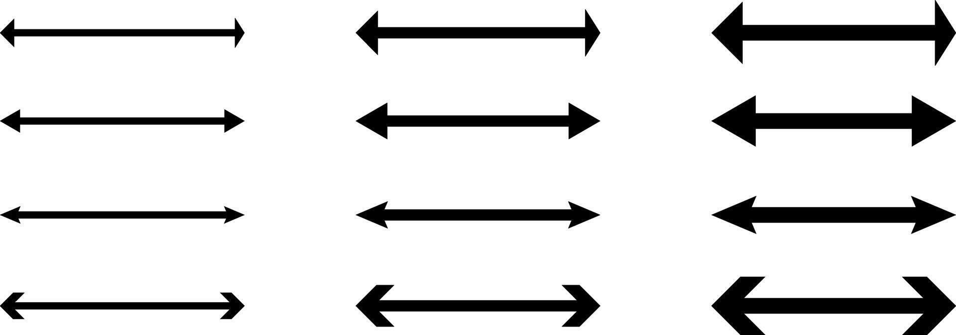 Dual semi circle Arrow icon set. Two side arrow icons. Double headed curved arrow symbol. Semicircular curved. Replaceable design vector