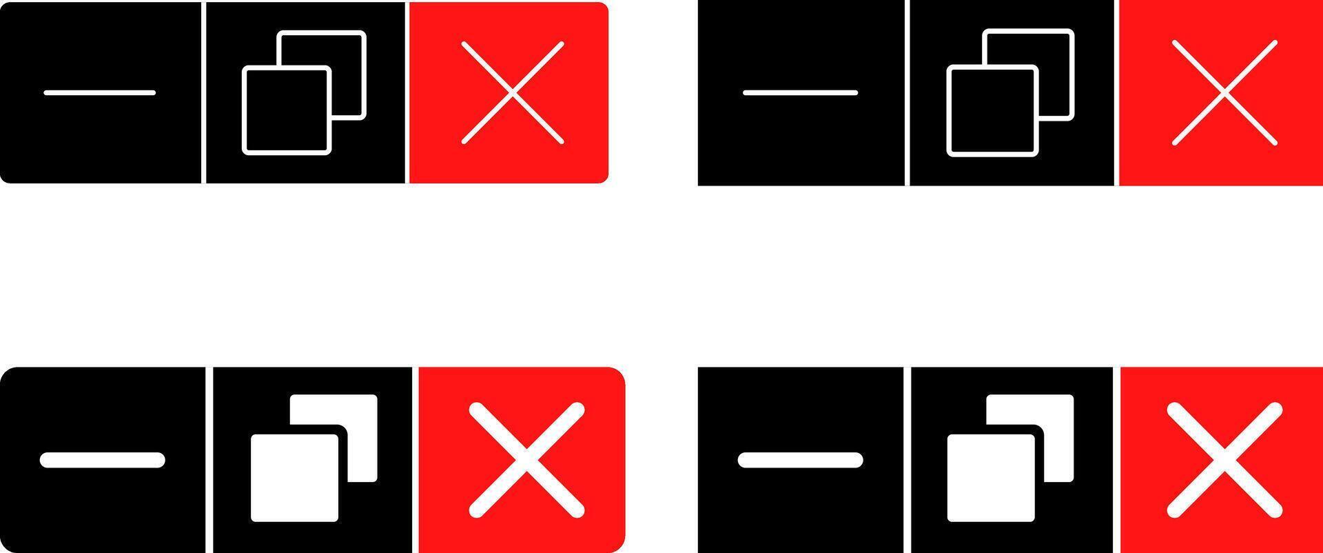 application software basic buttons. typically used in windows or application interfaces. expand the web window panel vector