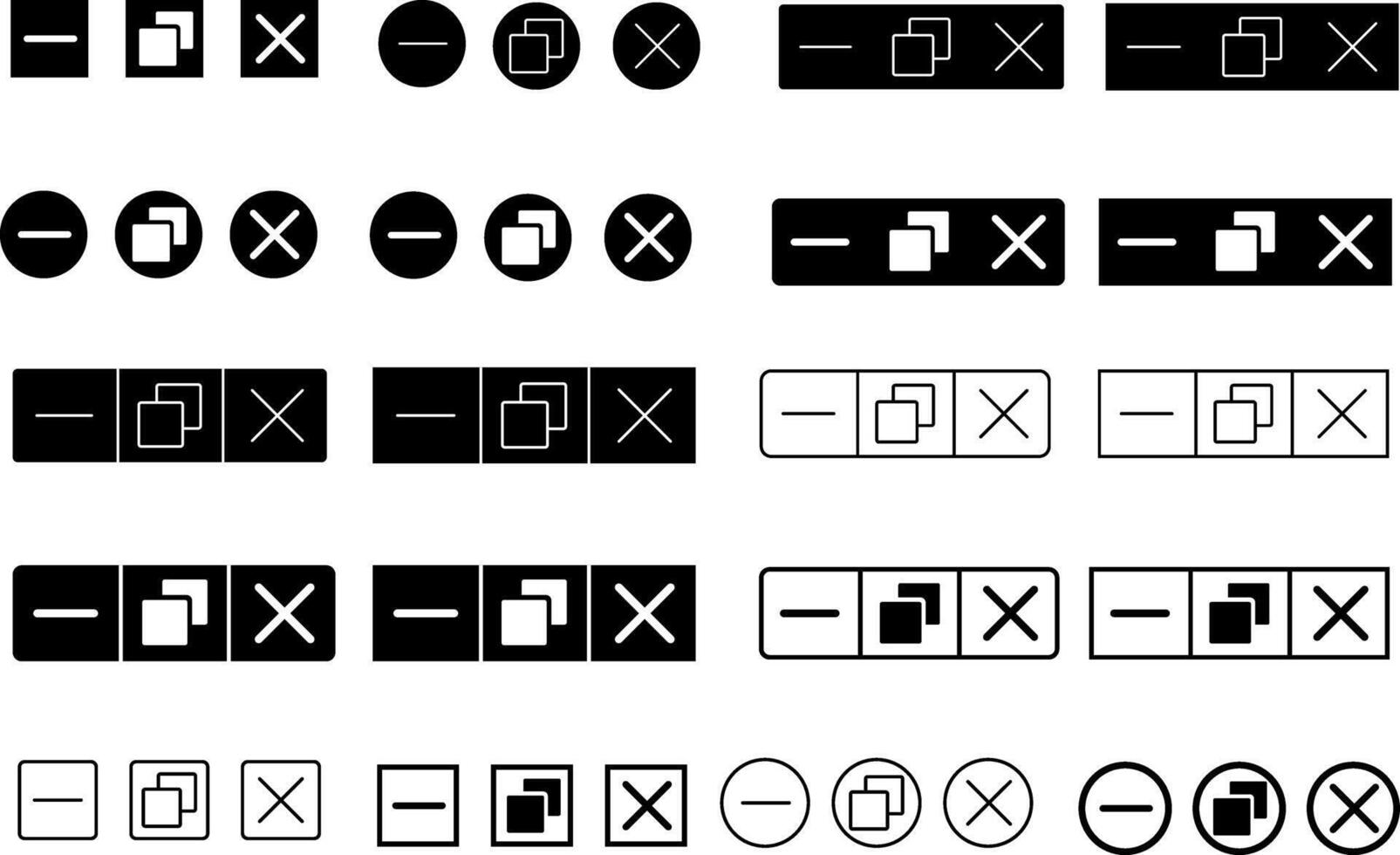 application software navigations basic buttons set. typically used in windows or application interfaces. expand the web window panel vector