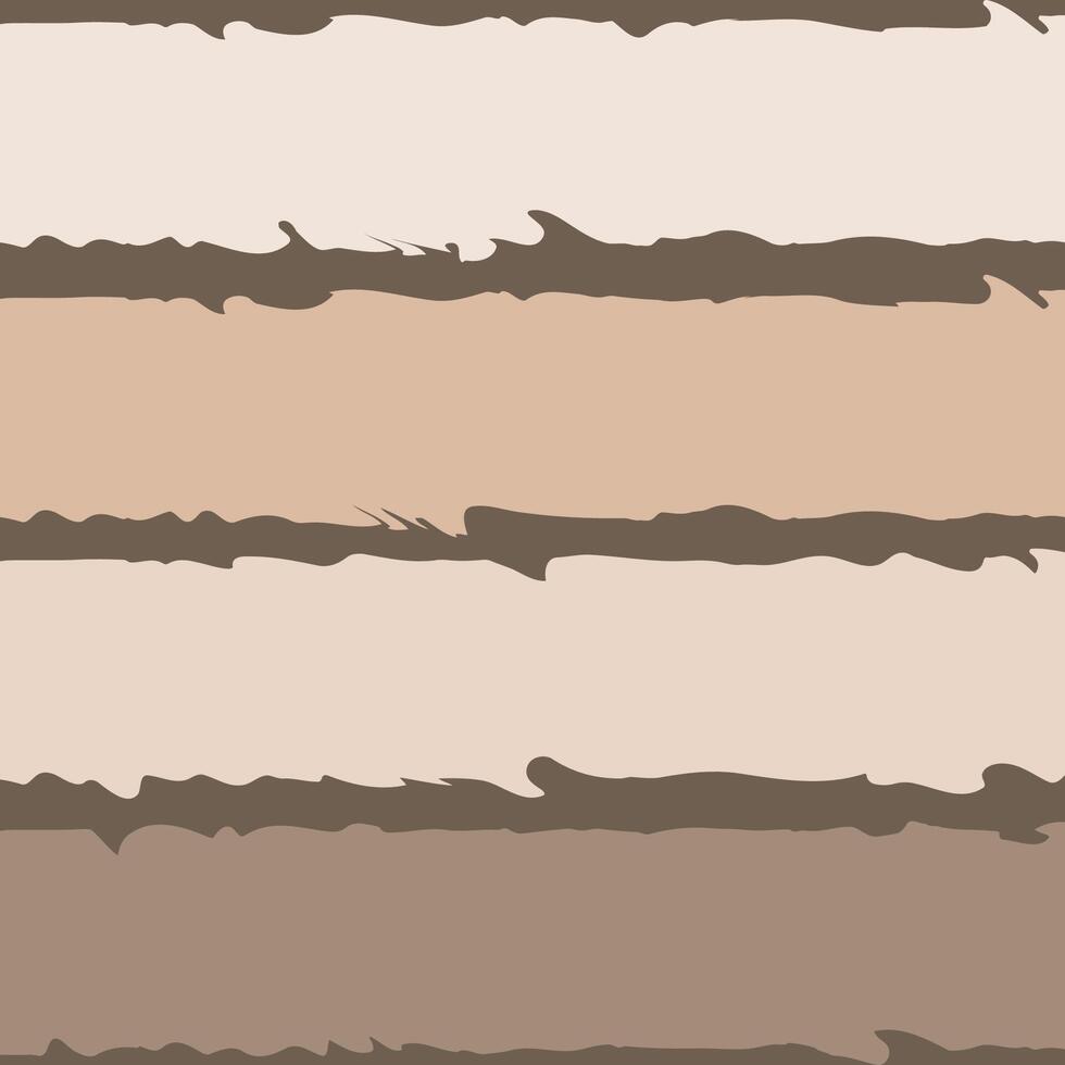 Textures abstract pattern of horizontal stripes in a gradient of brown tones, from pale beige to dark brown, with uneven wavy edges. vector
