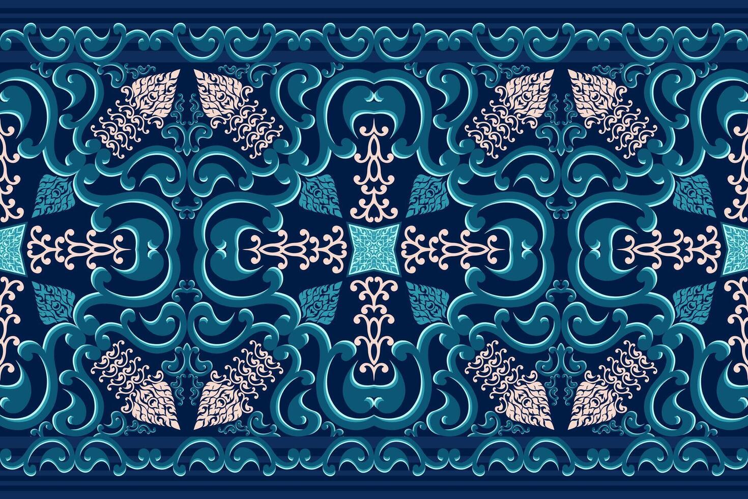 Seamless floral damask pattern with intricate motifs for vintage wallpaper designs. vector