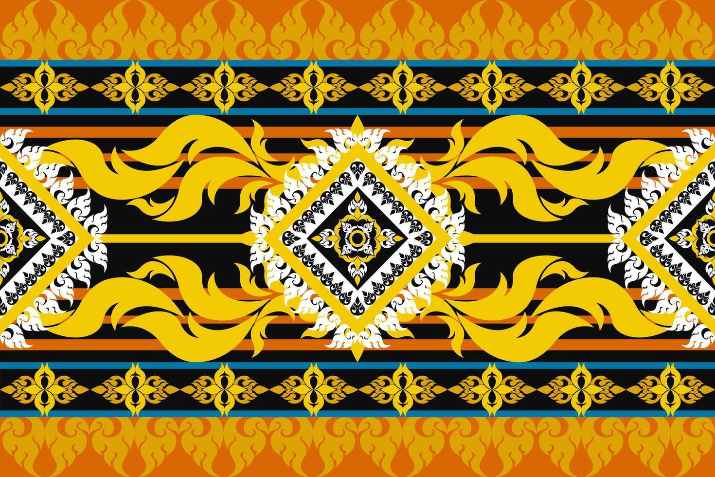 Seamless Thai patterns made from geometric shapes decorate fabrics and carpets. vector