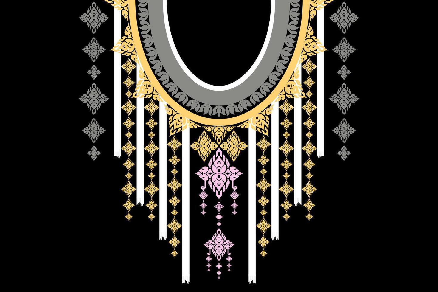 The design of the native embroidery is made from geometric shapes used to create a collar design. vector