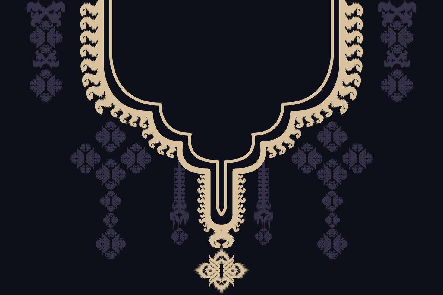 Retro geometric design in the embroidery on the collar area vector