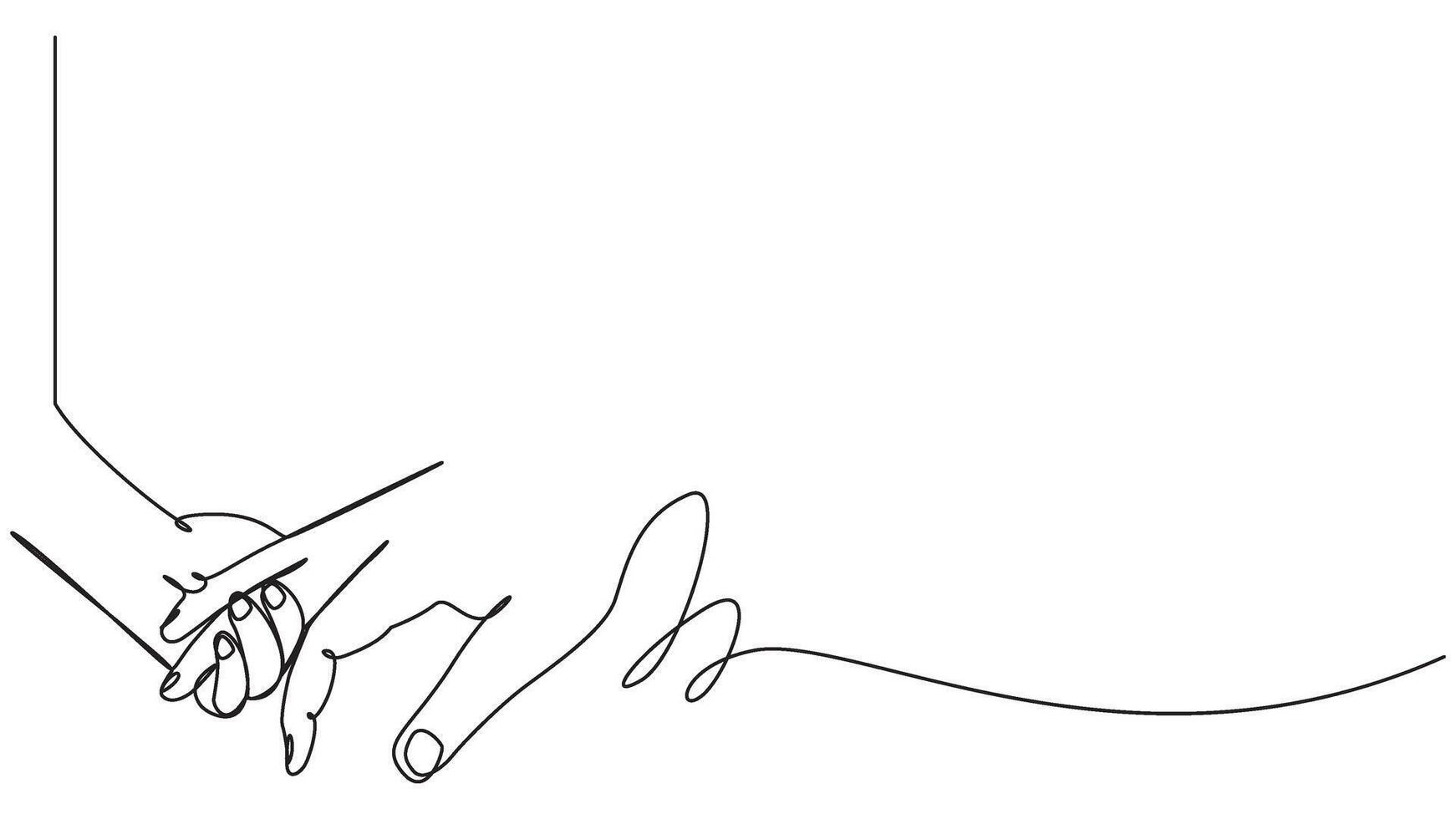Minimalist continuous line art of adult and child holding hands, depicting love vector