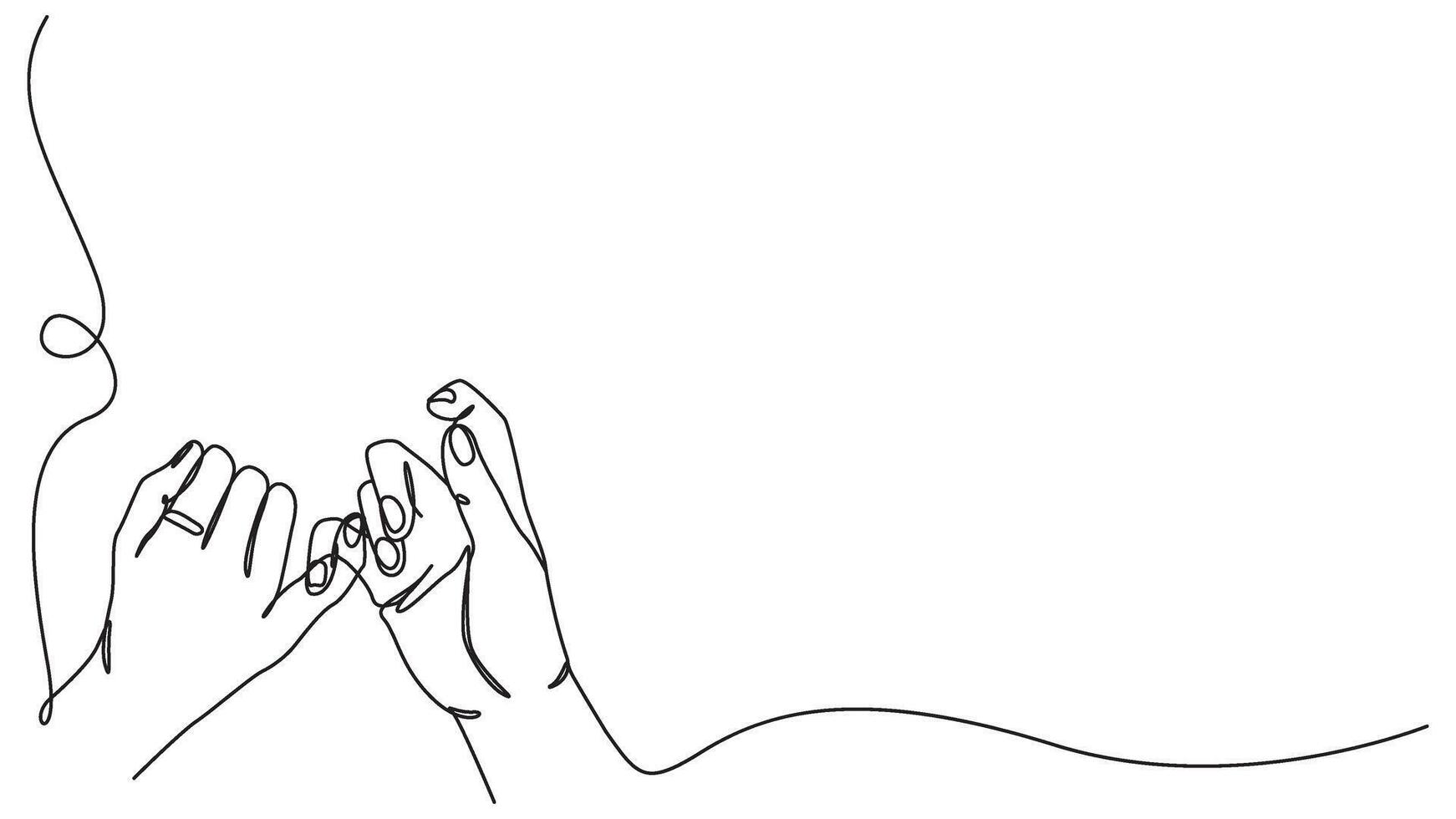 Continuous line drawing of pinky promise hand gesture illustration vector