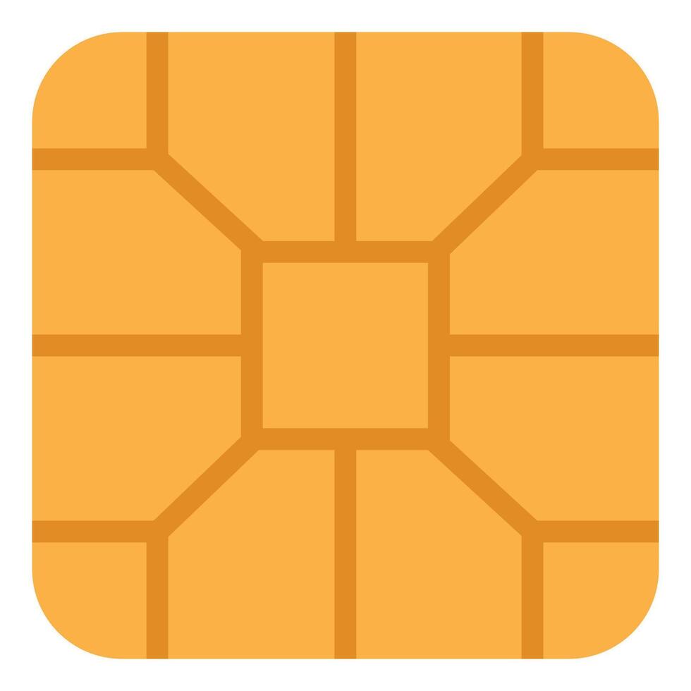 Flat icon of credit card golden microchip isolated on white background. vector