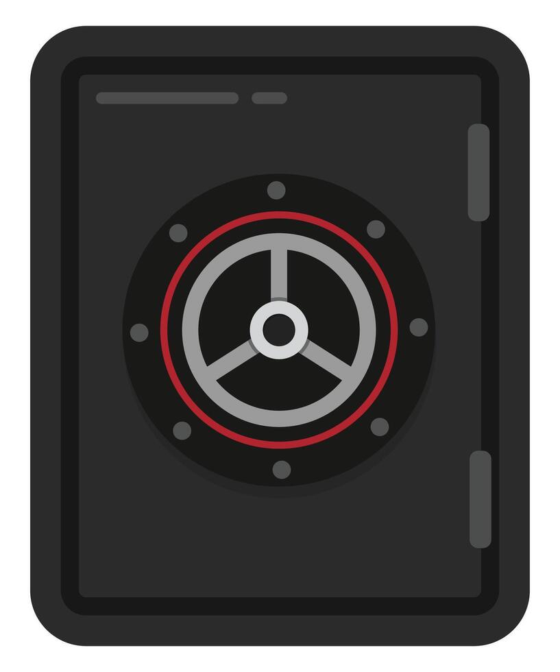 Black metal safe flat icon isolated on white background. vector