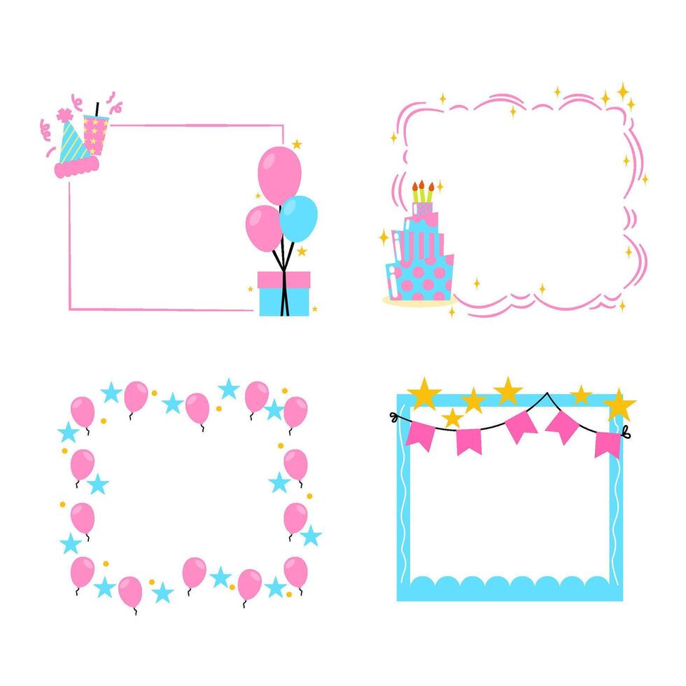 Kawaii Happy Birthday Border vector