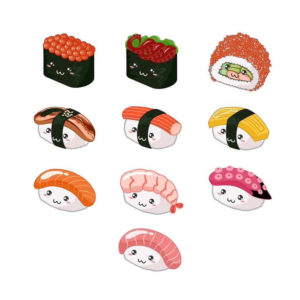 Illustration of Kawaii Sushi vector