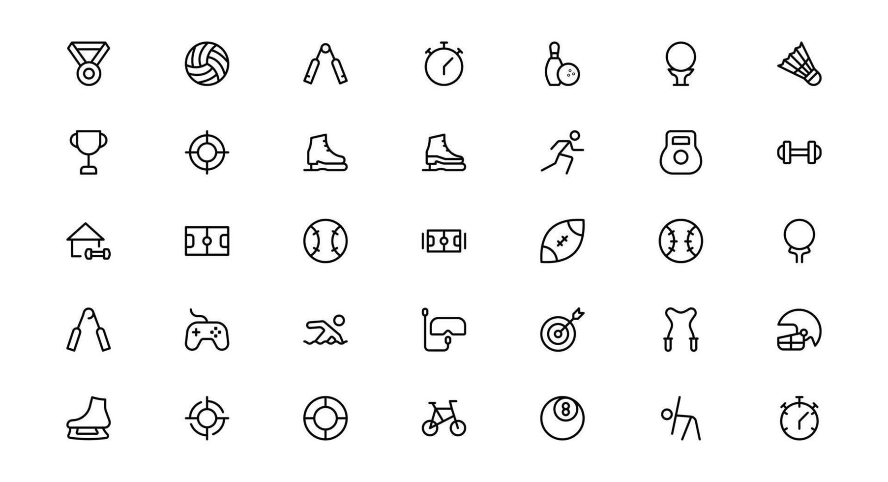 Modern Sports Icon Set Package Illustration. Featuring Essential Sports Equipment, Activities, and Athletes vector