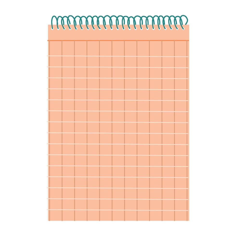 Notebook sheet isolated on white background. White blank of checkered paper. Vertical page from diary. template. vector