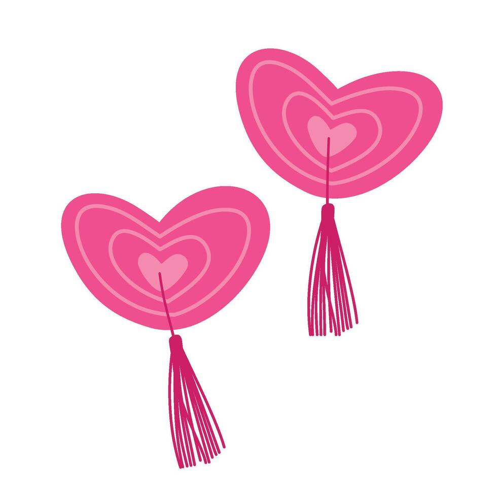 Nipple covers in heart shape cartoon set isolated on a white background. vector