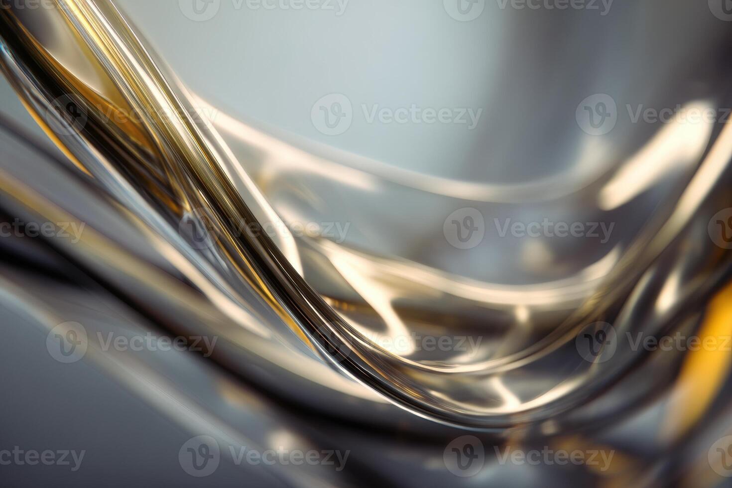 Abstract image featuring smooth, flowing metallic ribbons with reflective, shiny surfaces bending gracefully, creating a dynamic composition of light and shadows in silver and gold tones photo