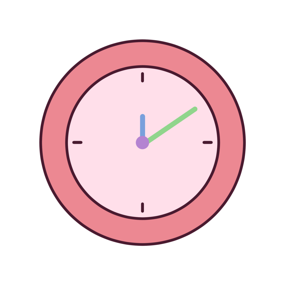 illustration of a wall clock icon showing time with hour and minute hands on a circular dial as a business symbol png