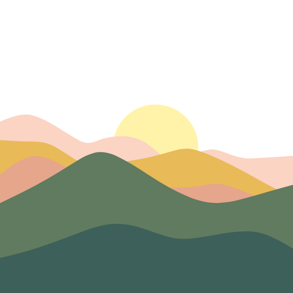 cute and aesthetic boho illustration with mountain png