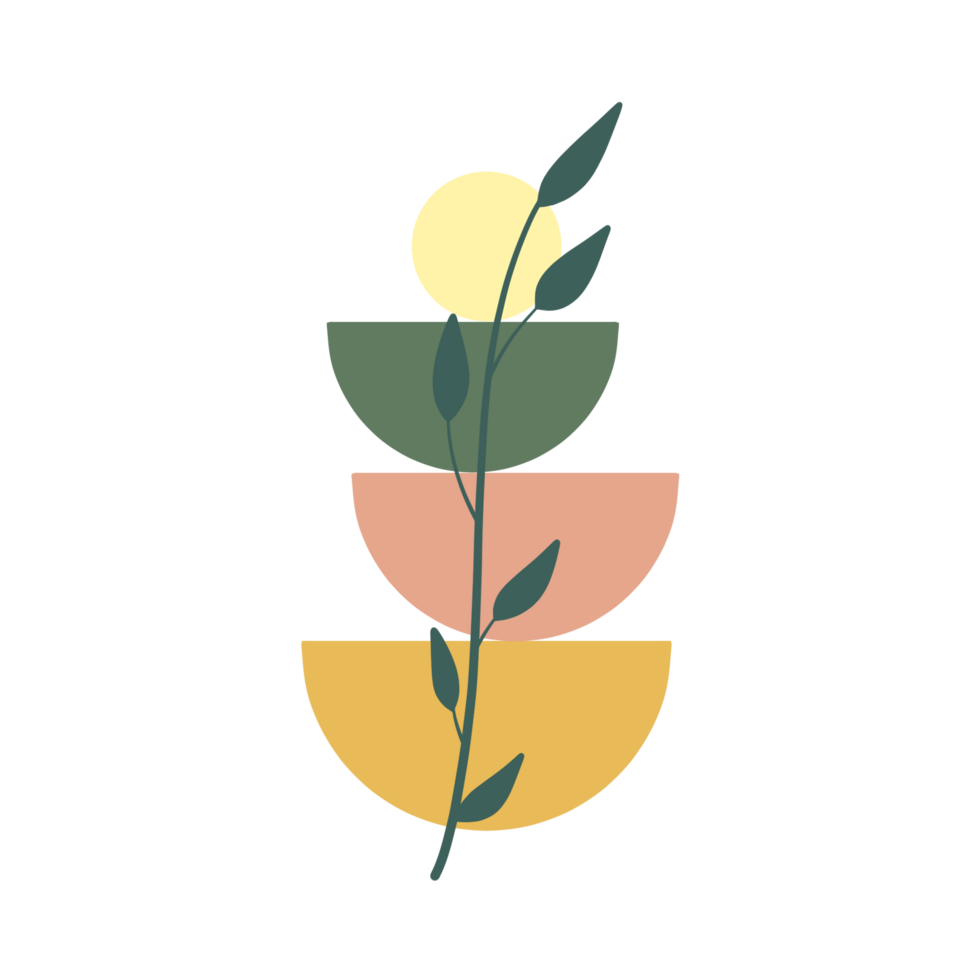 cute and aesthetic boho illustration leaves and bowls png