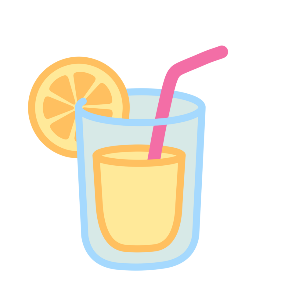 glass of lemon juice with straw png