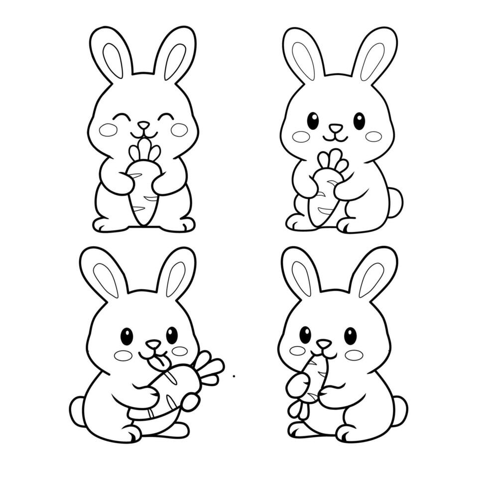 cute rabbit illustration line art. vector
