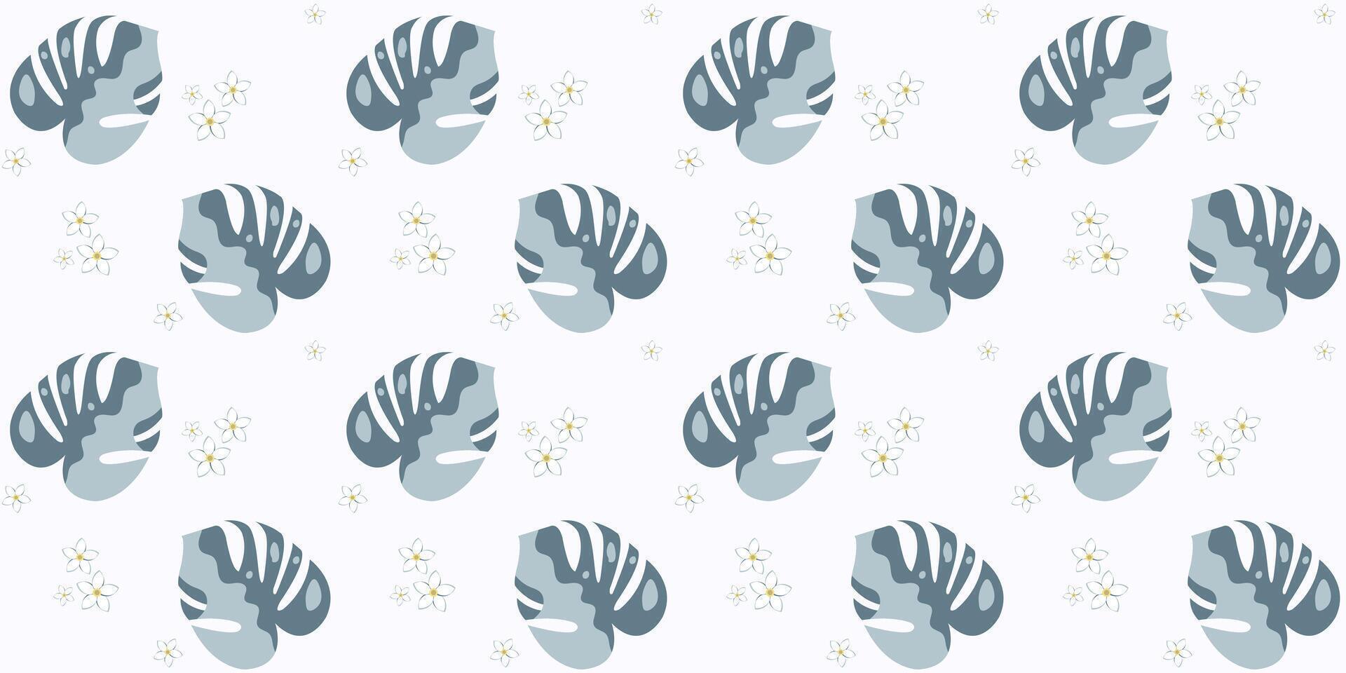 Seamless pattern with monstera leaves vanilla flowers vector