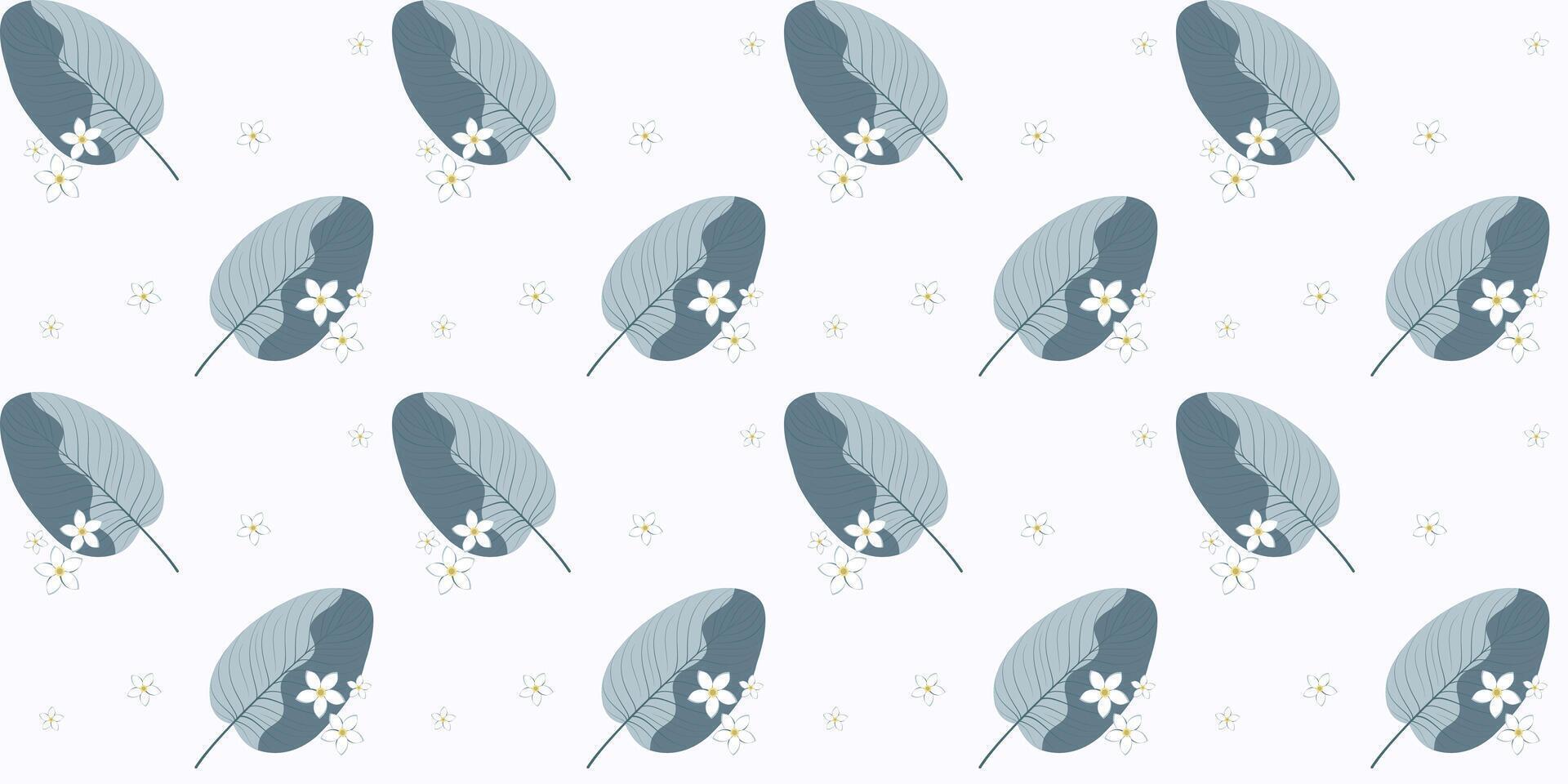 Seamless pattern with tropical leaves and vanilla flowers vector