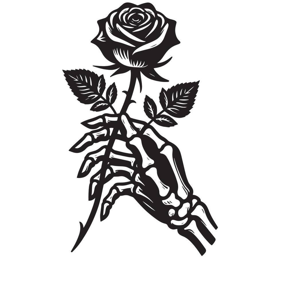 Line Art Hand Holding Flower SVG vector