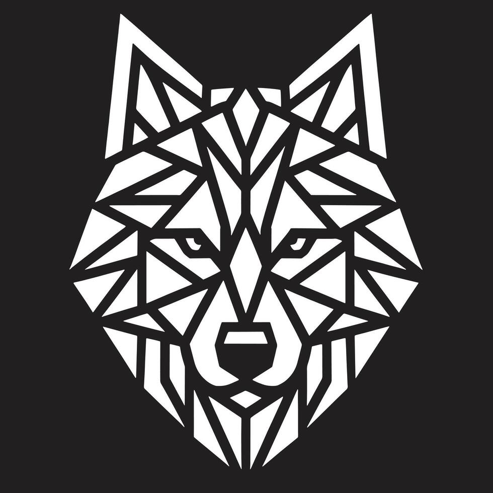 Geometric Wolf Head in Black and White vector