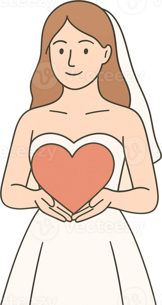 Bride holding heart clipart png