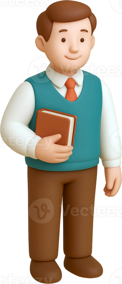 A cartoon man holding a book and standing png