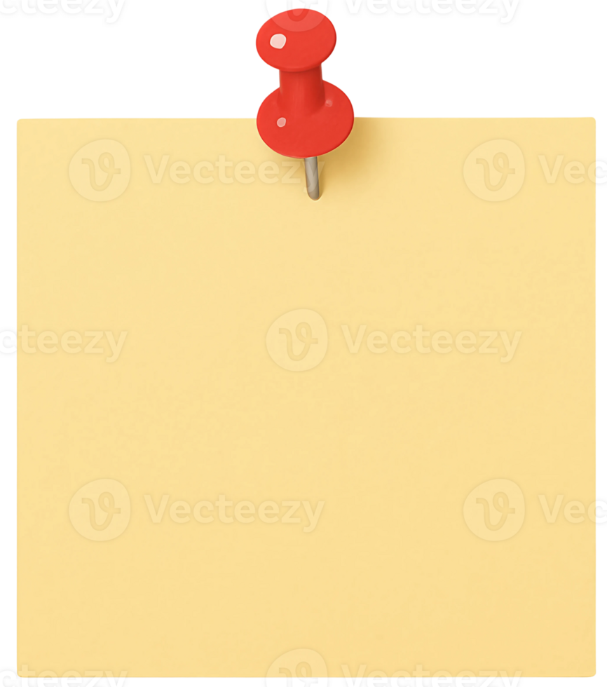 A yellow sticky note pinned to a wall png