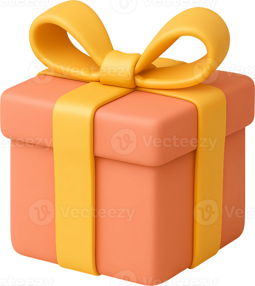 A gift box with a yellow ribbon tied around it png